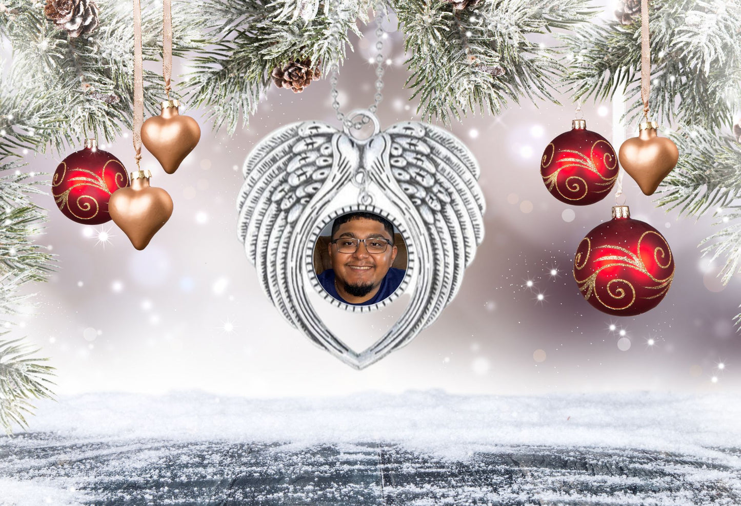 Angel Wings Photo Memorial Ornament