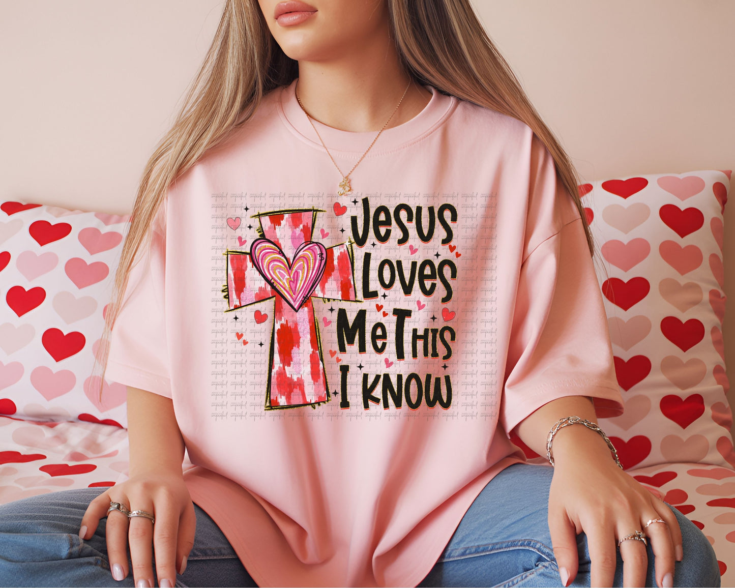 Christian Valentine Shirt – Jesus Loves Me This I Know – Faith Cross Tee