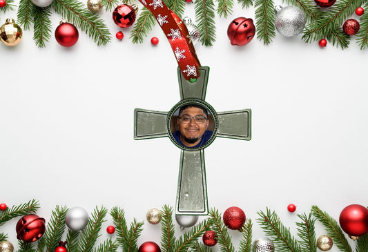 Pewter Cross Photo Ornament